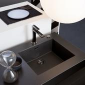 Set izliv, preliv in gumb SCHOCK 400079 Gunmetal brušen